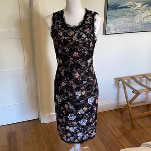 Embroidered black lace dress